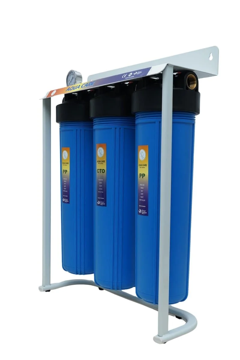 سیستم تصفیه آب سه مرحله ای کل خانه آکوا کر - رسوب، کربن، نخ - شامل گیج های فشار و موارد دیگر سیستم تصفیه آب سه مرحله ای کل خانه آکوا کر - رسوب، کربن، نخ - شامل گیج های فشار و موارد دیگر