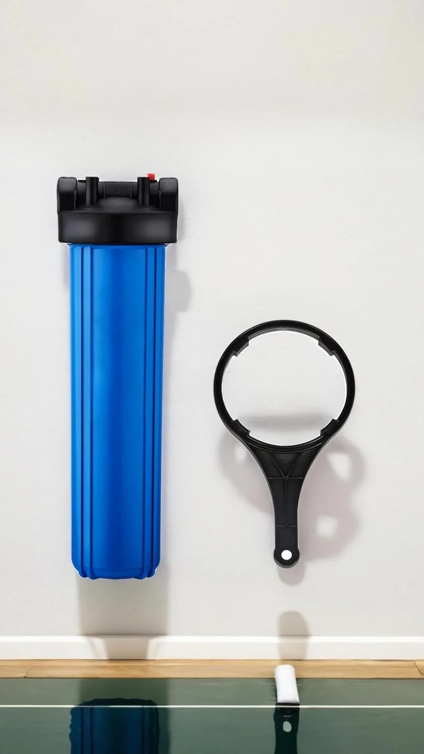 محفظه فیلتر آب کل خانه 20 اینچی Sweet seven - پورت برنجی 1 اینچی NPT، رنگ آبی، سازگار با فیلترهای 5.4x20 اینچی