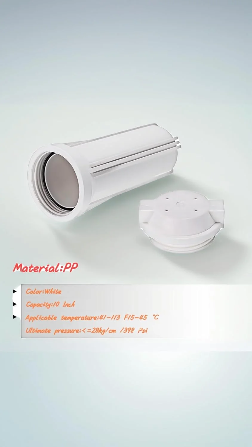 محفظه فیلتر آب کل خانه Sweet Seven سایز 10 اینچ - پورت ورودی/خروجی 1/2 اینچ برای آشپزخانه، سفید