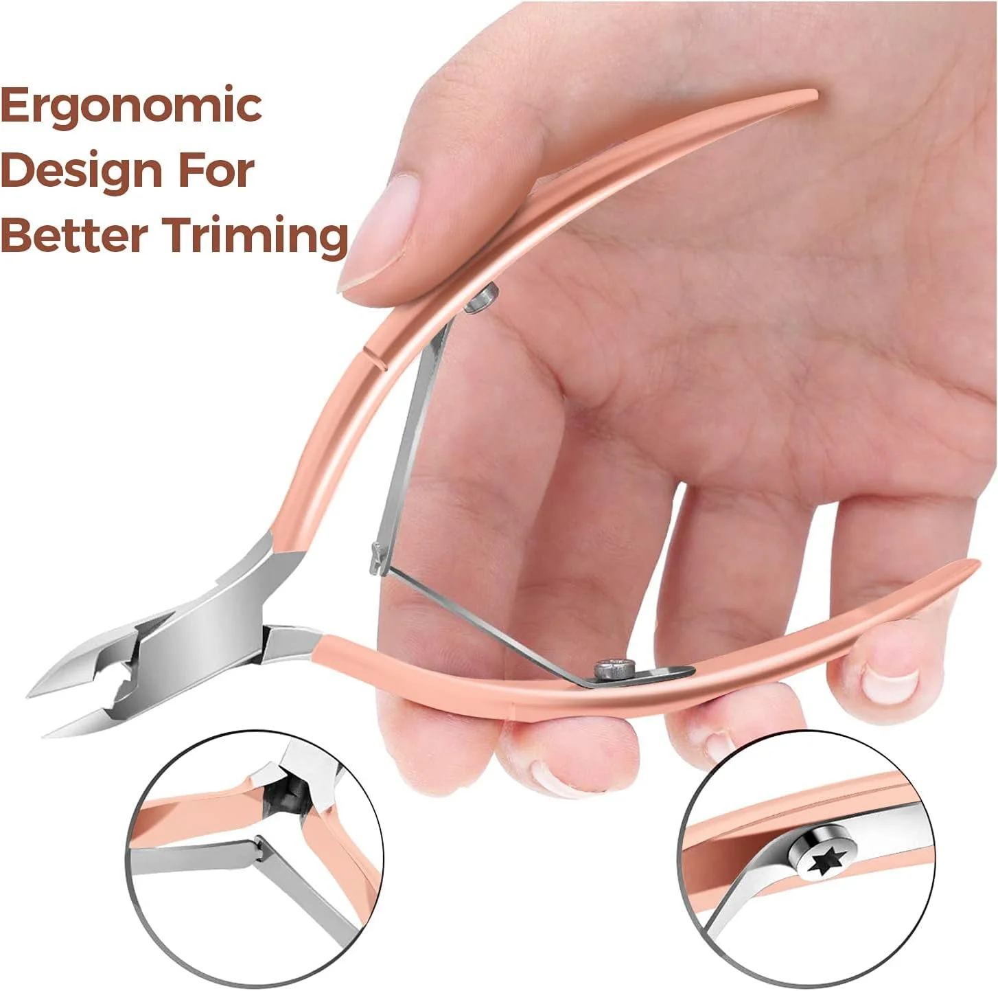 گوشت گیر ناخن KASTWAVE به همراه عقب زننده کوتیکول، از بین برنده کوتیکول حرفه ای، نیپر کوتیکول استیل ضد زنگ رنگین کمانی تیز و بادوام ابزار پدیکور مانیکور برای ناخن های دست و پا (رزگلد) گوشت گیر ناخن KASTWAVE به همراه عقب زننده کوتیکول، از بین برنده کوتیکول حرفه ای، نیپر کوتیکول استیل ضد زنگ رنگین کمانی تیز و بادوام ابزار پدیکور مانیکور برای ناخن های دست و پا (رزگلد)