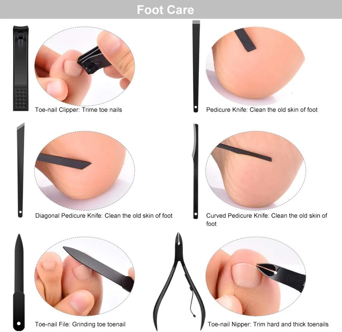 ست مانیکور و پدیکور حرفه ای KASTWAVE، ست قیچی کوتیکول ناخن، ابزار مراقبت از ناخن قیچی ناخن استیل ضد زنگ، برای مسافرت مردان و زنان با جعبه چرمی نفیس (مشکی) ست مانیکور و پدیکور حرفه ای KASTWAVE، ست قیچی کوتیکول ناخن، ابزار مراقبت از ناخن قیچی ناخن استیل ضد زنگ، برای مسافرت مردان و زنان با جعبه چرمی نفیس (مشکی)