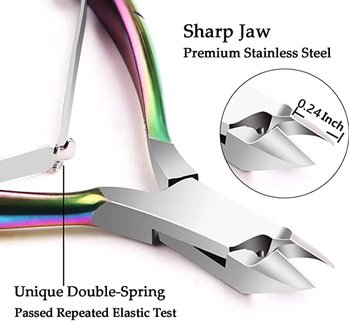 گوشت گیر ناخن KASTWAVE همراه با عقب زننده کوتیکول - انبر قیچی حذف پوست مرده، ابزار بادوام مانیکور پدیکور برای ناخن های دست و پا، رنگین کمانی گوشت گیر ناخن KASTWAVE همراه با عقب زننده کوتیکول - انبر قیچی حذف پوست مرده، ابزار بادوام مانیکور پدیکور برای ناخن های دست و پا، رنگین کمانی