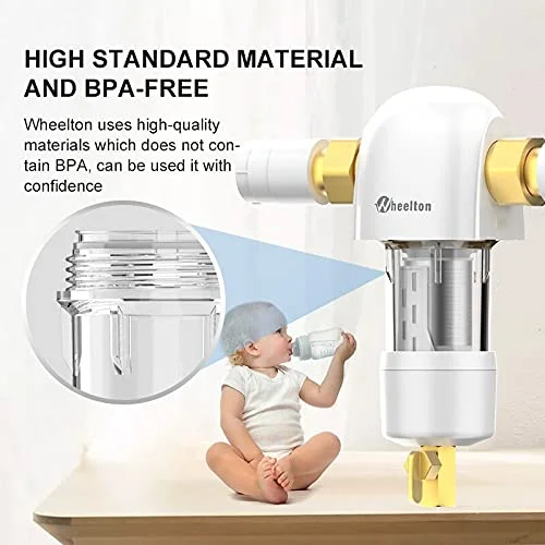 لوازم جانبی سیستم فیلتر آب SJHDKLW، سیستم فیلتر آب کل خانه با خروجی آب 4000 لیتر در ساعت، فیلتر اولیه 40 میکرومتری مرکزی برای مصارف خانگی با قابلیت شستشوی معکوس چرخشی 360 درجه