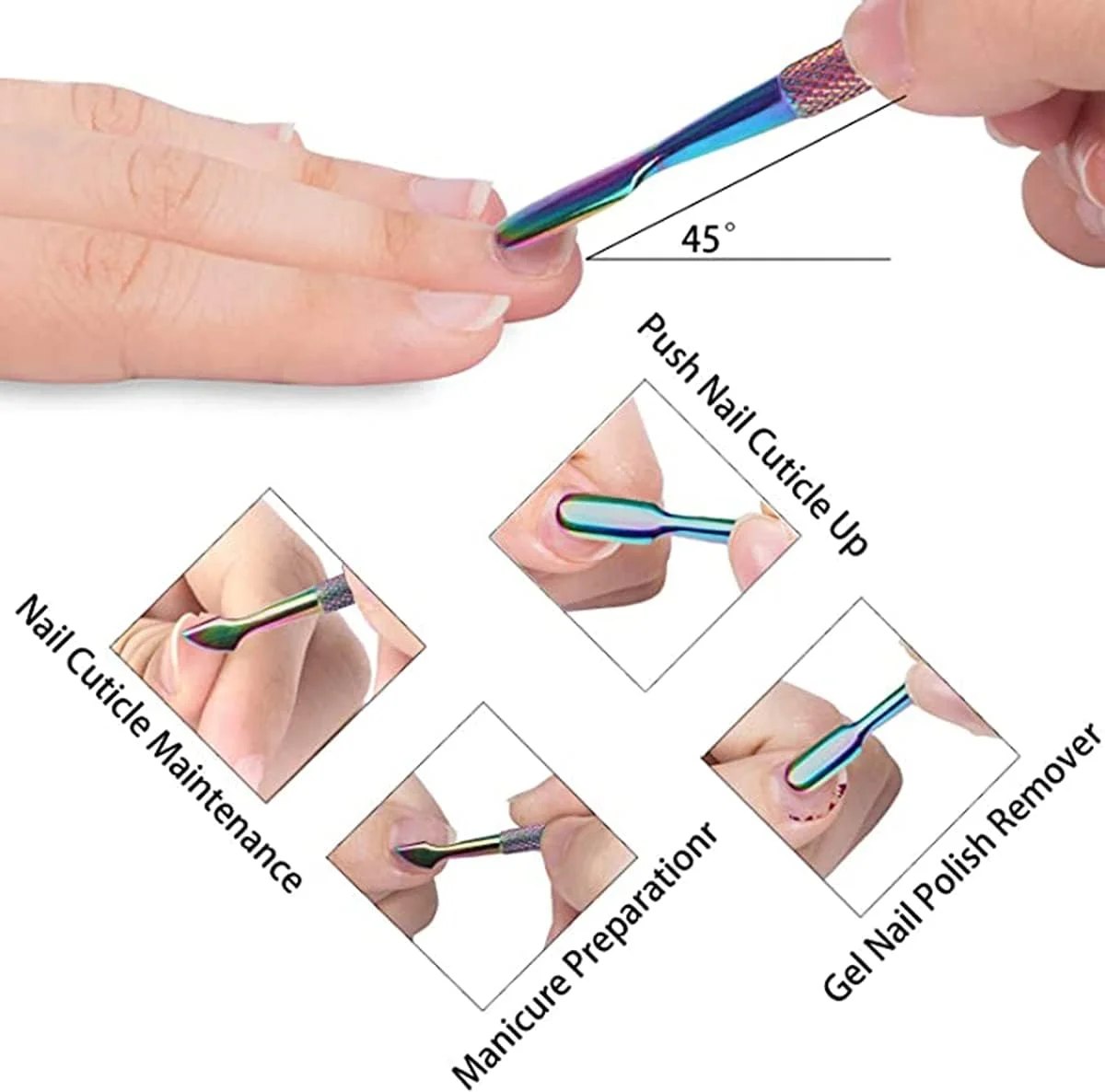 گوشت گیر ناخن KASTWAVE همراه با عقب زننده کوتیکول - انبر قیچی حذف پوست مرده، ابزار بادوام مانیکور پدیکور برای ناخن های دست و پا، رنگین کمانی گوشت گیر ناخن KASTWAVE همراه با عقب زننده کوتیکول - انبر قیچی حذف پوست مرده، ابزار بادوام مانیکور پدیکور برای ناخن های دست و پا، رنگین کمانی