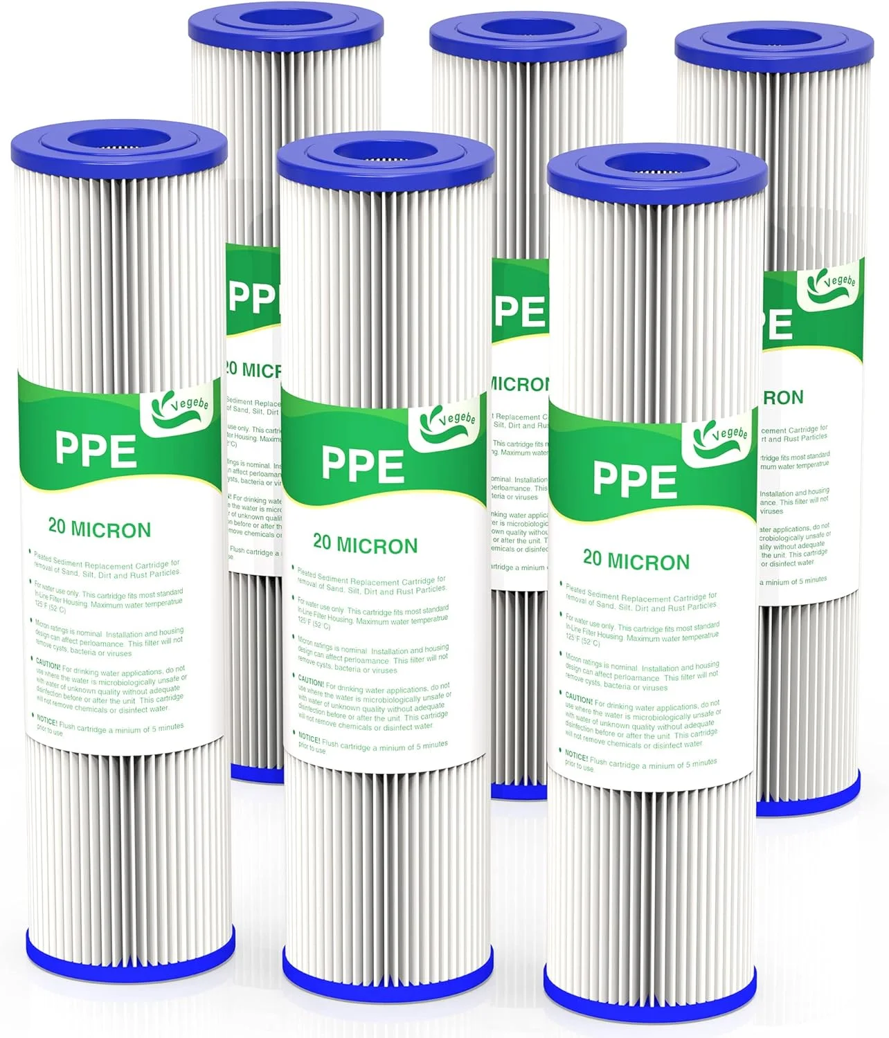 فیلتر آب 20 میکرون VEGEBE، 10 اینچ در 2.5 اینچ، پیش فیلتر رسوب گیر کل خانه 10 اینچی برای آب چاه و لوله کشی، کارتریج جایگزین برای FXWPC, EQ-PFC35, ECP5-10, S1, 3WH-STDPL-F02, SPC-25-1005، بسته 6 عددی فیلتر آب 20 میکرون VEGEBE، 10 اینچ در 2.5 اینچ، پیش فیلتر رسوب گیر کل خانه 10 اینچی برای آب چاه و لوله کشی، کارتریج جایگزین برای FXWPC, EQ-PFC35, ECP5-10, S1, 3WH-STDPL-F02, SPC-25-1005، بسته 6 عددی