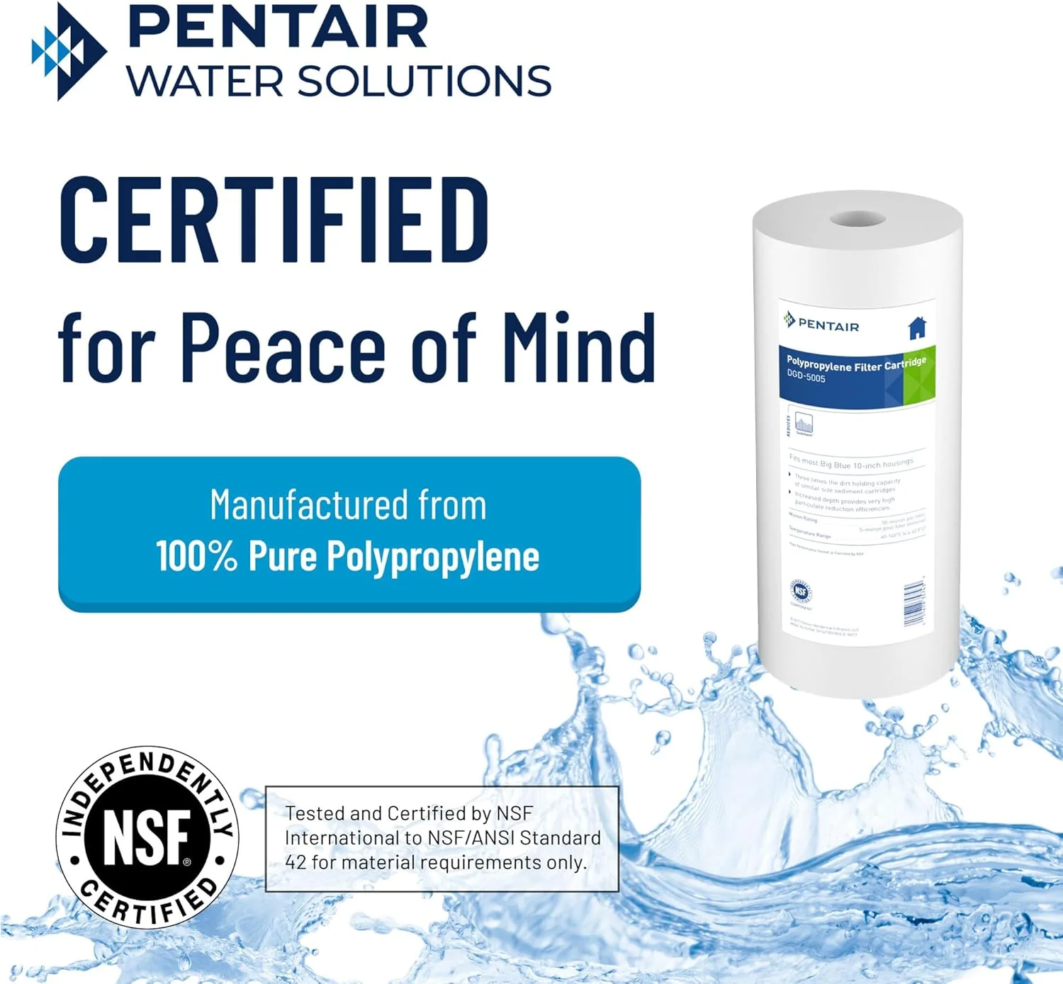 فیلتر آب پنتاک پنتیر DGD-5005 بیگ بلو، فیلتر رسوب گیر 10 اینچی کل خانه، کارتریج جایگزین، پلی پروپیلن تابیده شده با تراکم دوگانه، 10" x 4.5"، 5 میکرون، بسته 1 عددی فیلتر آب پنتاک پنتیر DGD-5005 بیگ بلو، فیلتر رسوب گیر 10 اینچی کل خانه، کارتریج جایگزین، پلی پروپیلن تابیده شده با تراکم دوگانه، 10" x 4.5"، 5 میکرون، بسته 1 عددی