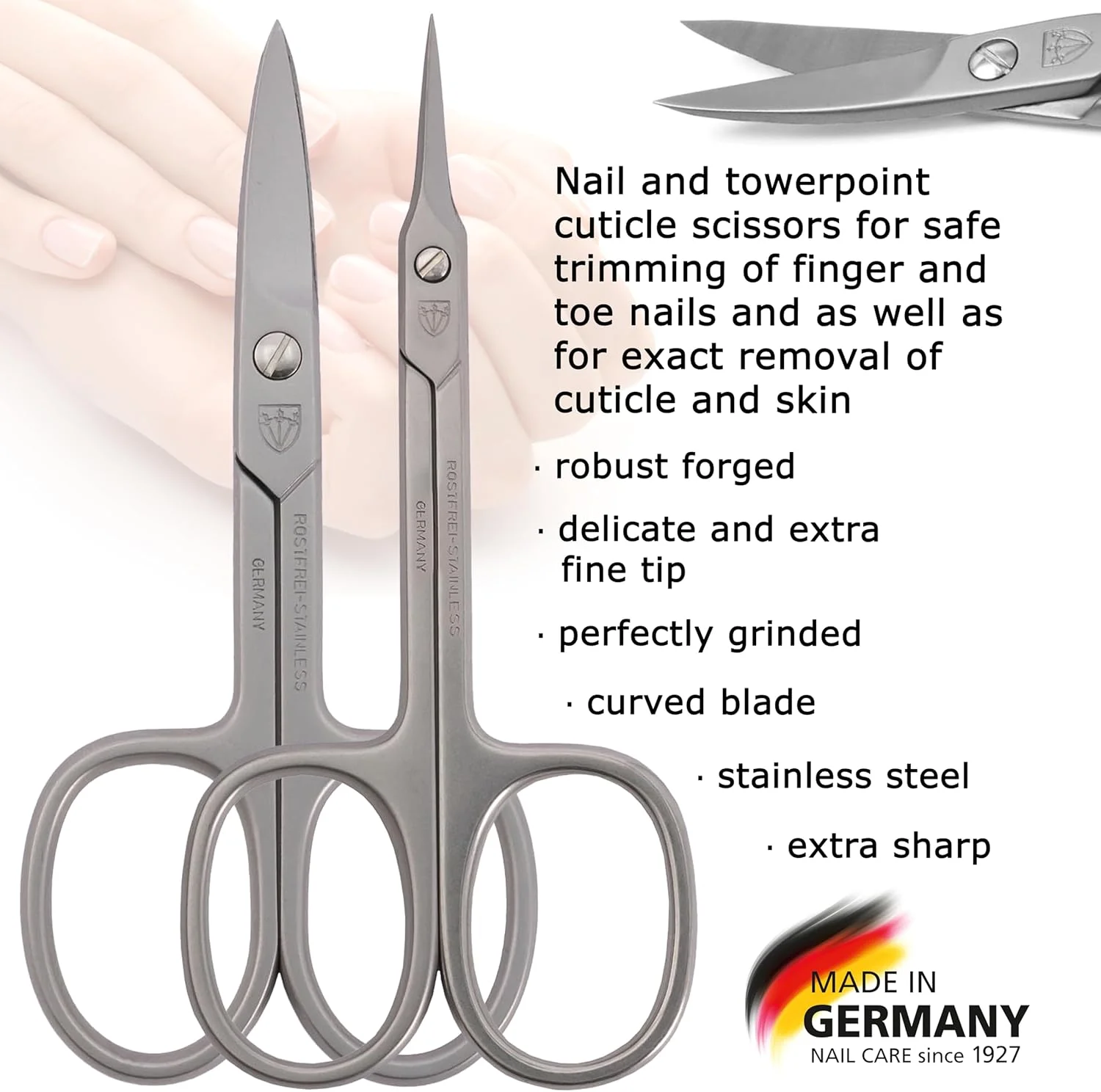 3 Swords Germany - قیچی ناخن و قیچی کوتیکول بسیار ظریف - MEGASET - فولاد ضد زنگ، بسیار تیز - ساخت آلمان 3 Swords Germany - قیچی ناخن و قیچی کوتیکول بسیار ظریف - MEGASET - فولاد ضد زنگ، بسیار تیز - ساخت آلمان