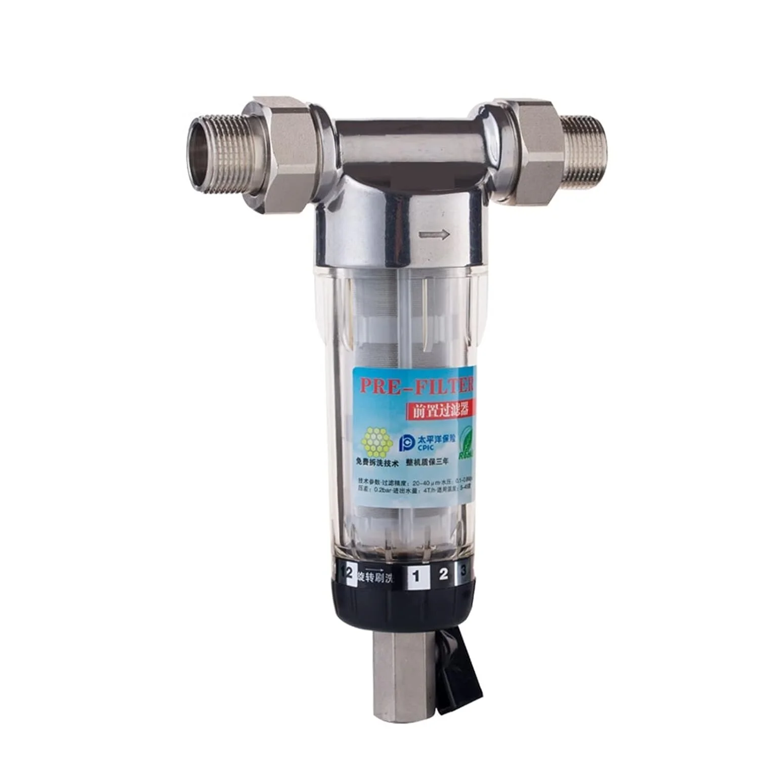 سیستم فیلتر آب JDOSHIS با سر استیل ضد زنگ، پیش فیلتر چرخشی رسوبی کل خانه، سیستم تصفیه پیش فیلتراسیون مرکزی چند منظوره (1 اینچ - 0.5 اینچ) سیستم فیلتر آب JDOSHIS با سر استیل ضد زنگ، پیش فیلتر چرخشی رسوبی کل خانه، سیستم تصفیه پیش فیلتراسیون مرکزی چند منظوره (1 اینچ - 0.5 اینچ)