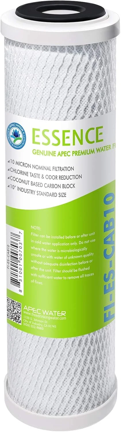 فیلتر کربن بلاک 10 اینچی سیستم های آب APEC برای سیستم اسمز معکوس، 10 اینچ در 2.5 اینچ، 10 میکرون (FI-ES-CAB10)