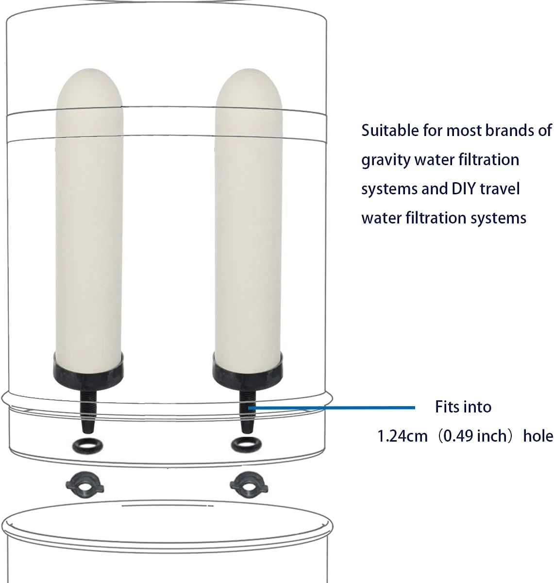 HUINING بسته 4 عددی فیلتر سرامیکی 7 اینچی جایگزین با کربن فعال برای سیستم فیلتر آب ثقلی رومیزی، سطل آب خانگی، سیستم های فیلتراسیون خنک کننده آب HUINING بسته 4 عددی فیلتر سرامیکی 7 اینچی جایگزین با کربن فعال برای سیستم فیلتر آب ثقلی رومیزی، سطل آب خانگی، سیستم های فیلتراسیون خنک کننده آب