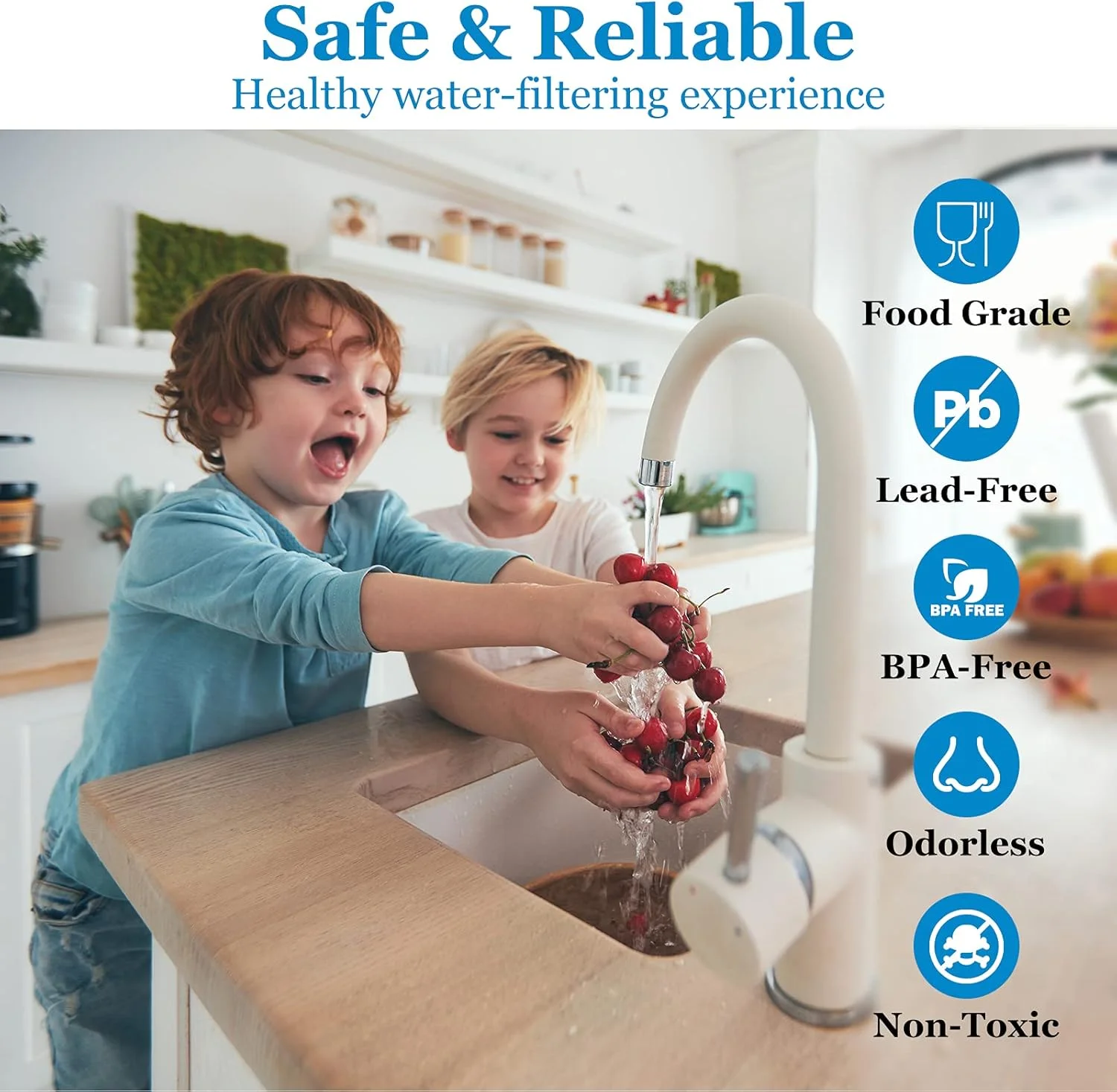 فیلتر ممبران RO با ظرفیت 75 GPD به همراه محفظه ممبران اسمز معکوس، آچار، اتصالات اتصال سریع 1/4 اینچی، شیر یک طرفه، مناسب برای سیستم تصفیه آب آشامیدنی خانگی زیر سینکی