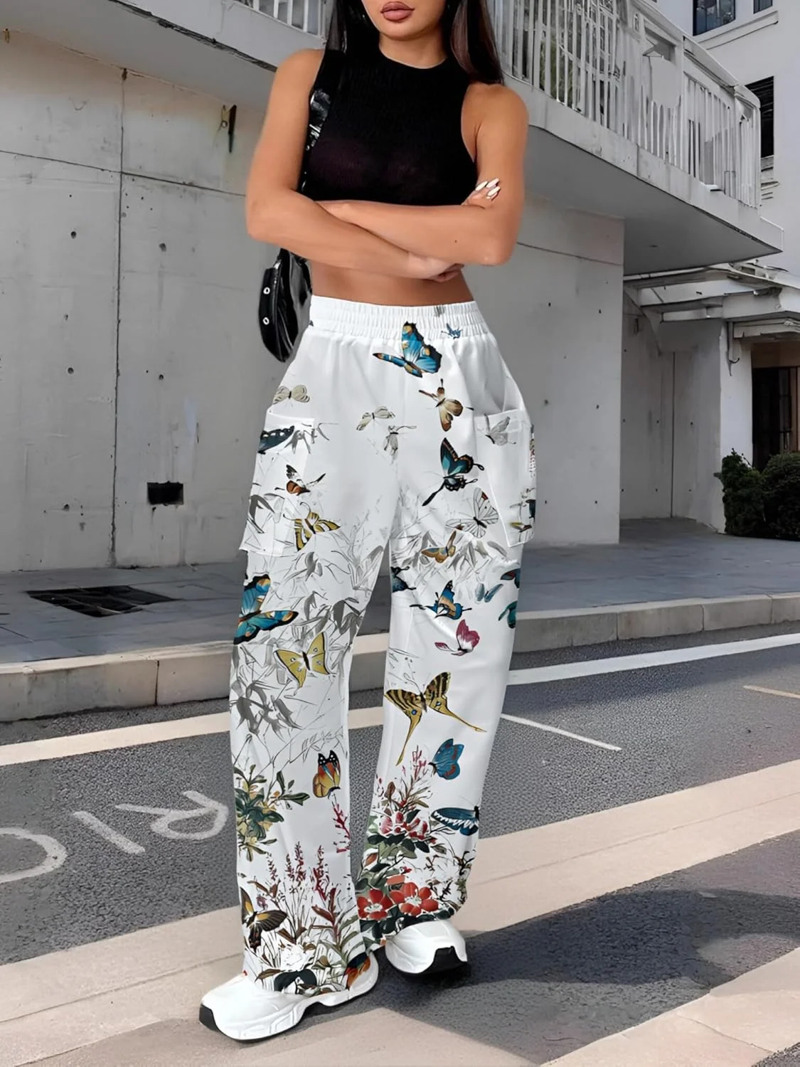 شلوار وصله ای رنگارنگ زنانه، شلوار راحتی بوهو غیر رسمی با پاچه گشاد و کمر کشی برای تابستان شلوار وصله ای رنگارنگ زنانه، شلوار راحتی بوهو غیر رسمی با پاچه گشاد و کمر کشی برای تابستان