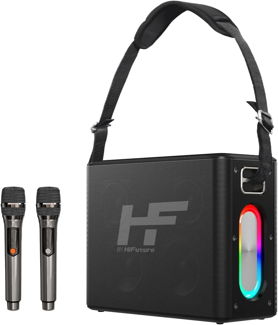 اسپیکر بلوتوثی قابل حمل های‌فیوچر Musicbox با توان 100 وات به همراه دو میکروفون بی‌سیم - مشکی