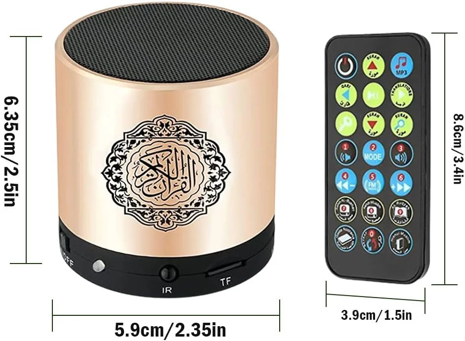 اسپیکر قرآن دیجیتال قابل حمل AWH Hitopin با کنترل از راه دور، بیش از 18 قاری و 15 ترجمه مختلف، اسپیکر قرآن با کیفیت، عربی، انگلیسی، فرانسوی، اردو و غیره، رادیو FM Mp3