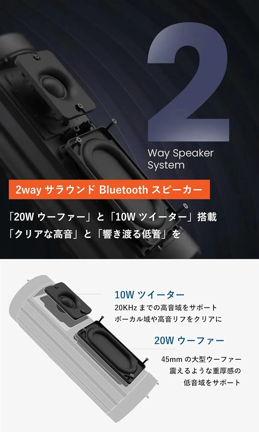 اسپیکر بلوتوثی قابل حمل 30 واتی HiFuture Ripple - مشکی | ضد آب IPX7، 12 ساعت پخش، جفت شدن TWS، تقویت بیس، شارژ USB-C، طراحی مقاوم