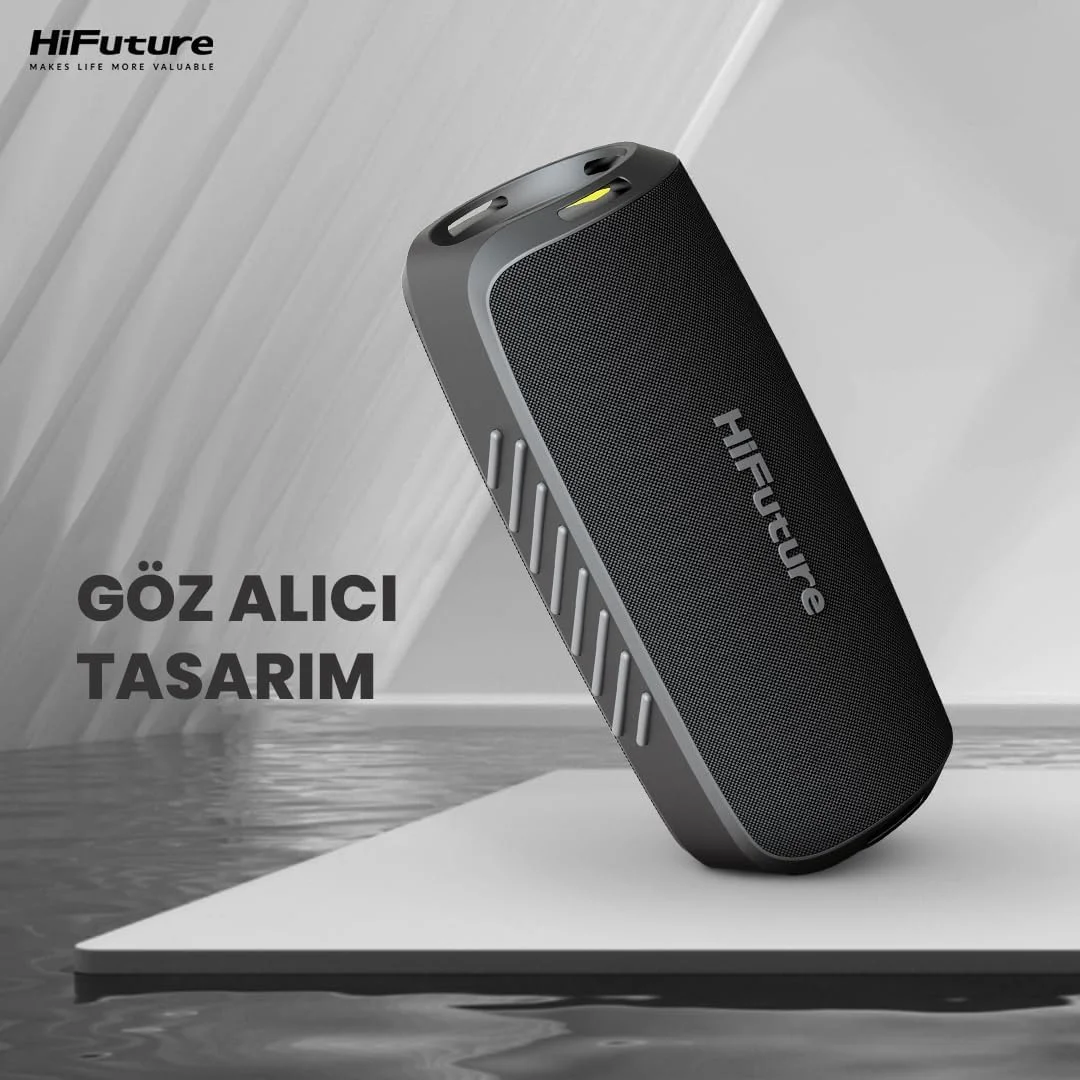 اسپیکر بلوتوثی قابل حمل HiFuture Gravity 45W – مشکی | ضد آب IPX7، نورپردازی RGB LED، 8 ساعت پخش، اتصال TWS، تقویت بیس، شارژ سریع USB-C