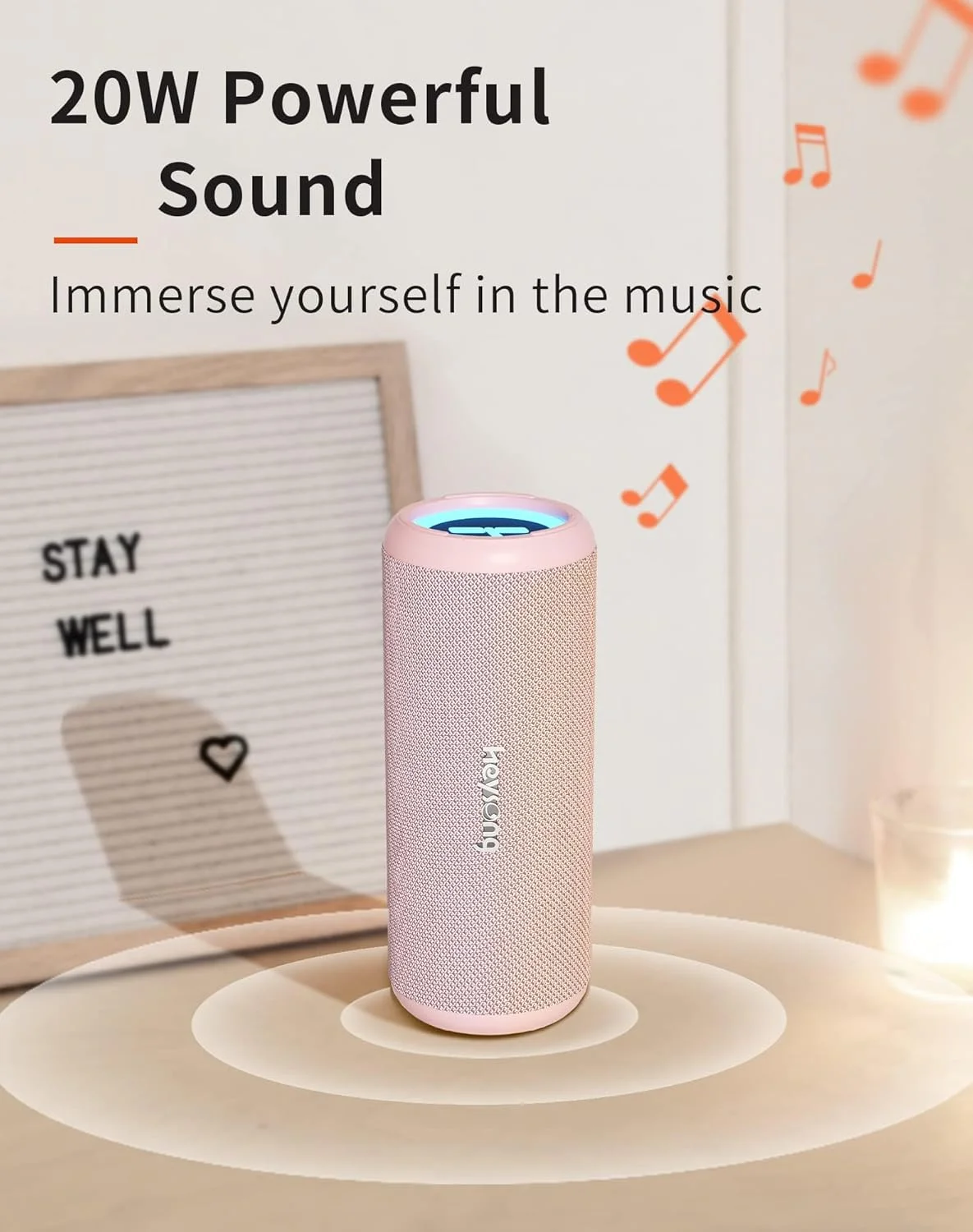 اسپیکر بلوتوثی HEYSONG 5.3 30W مناسب مهمانی با نور RGB، اسپیکر قابل حمل ضد آب IPX6، AUX، میکرو SD، کارت TF، USB، اسپیکر استریو با قابلیت اتصال دوگانه برای مسافرت، مهمانی، خانه - صورتی