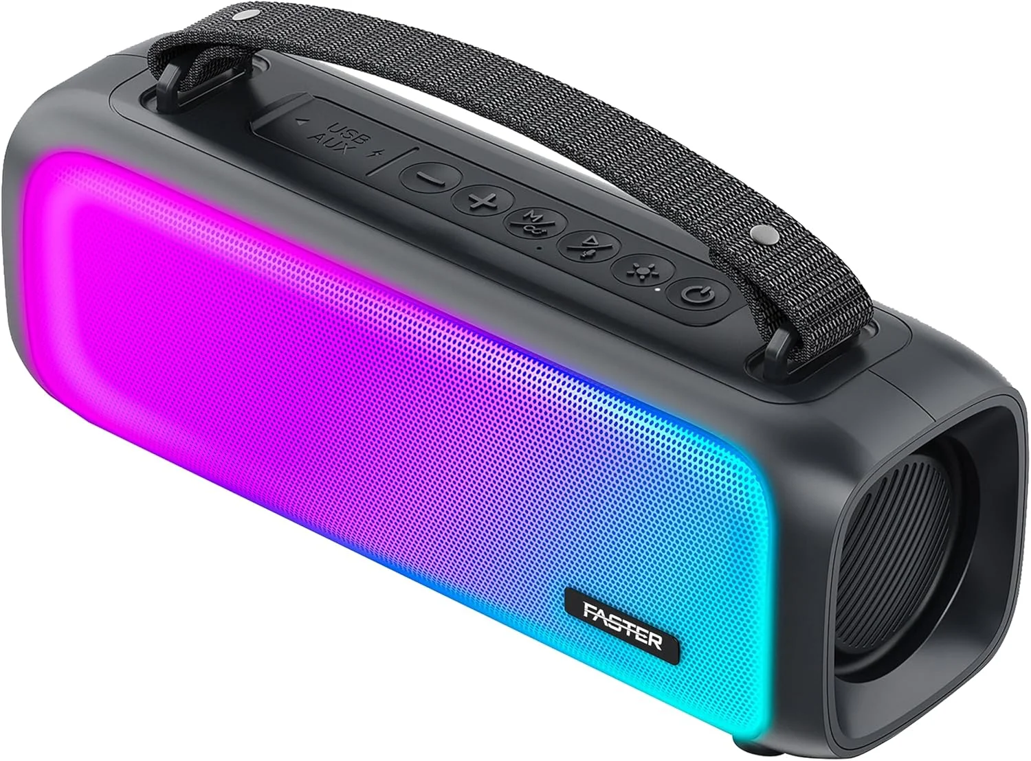 اسپیکر بلوتوثی قابل حمل Faster Echo Go 3 با صدای استریو، بیس عمیق، USB و رادیو FM، اسپیکر HiFi جمع و جور با دسته حمل، 3 ساعت پخش، ایده آل برای مسافرت، خانه، فضای باز و مهمانی ها