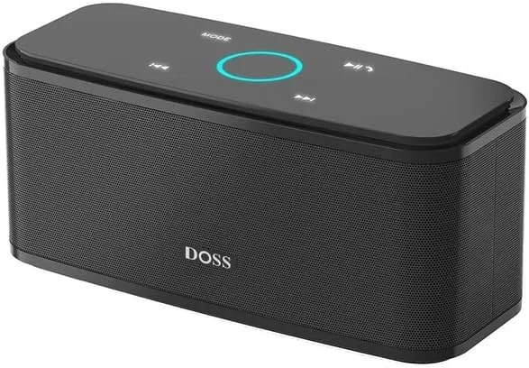 الکترونیک - اسپیکر بلوتوثی قابل حمل SoundBox با کنترل لمسی، بلندگوهای بی سیم استریو باس، دارای میکروفون داخلی برای کامپیوتر و رایانه شخصی (مشکی)