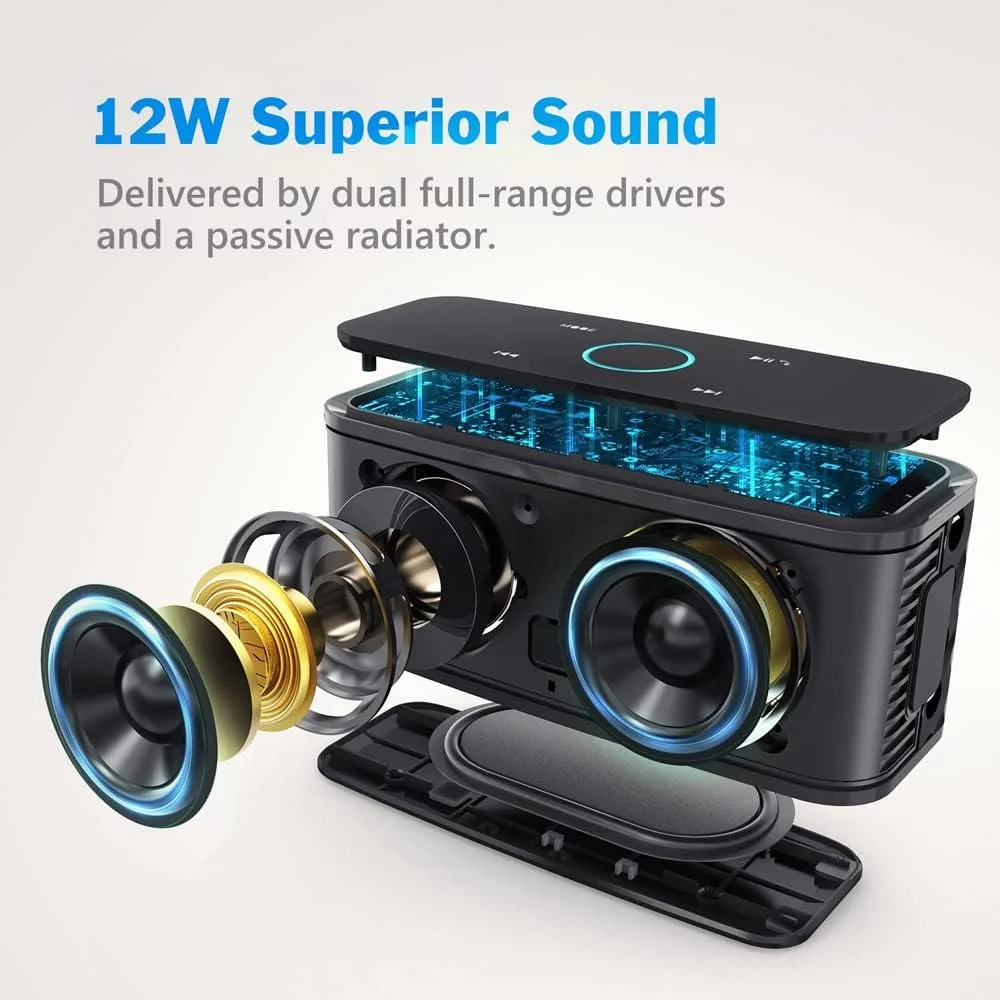 الکترونیک - اسپیکر بلوتوثی قابل حمل SoundBox با کنترل لمسی، بلندگوهای بی سیم استریو باس، دارای میکروفون داخلی برای کامپیوتر و رایانه شخصی (مشکی) الکترونیک - اسپیکر بلوتوثی قابل حمل SoundBox با کنترل لمسی، بلندگوهای بی سیم استریو باس، دارای میکروفون داخلی برای کامپیوتر و رایانه شخصی (مشکی)