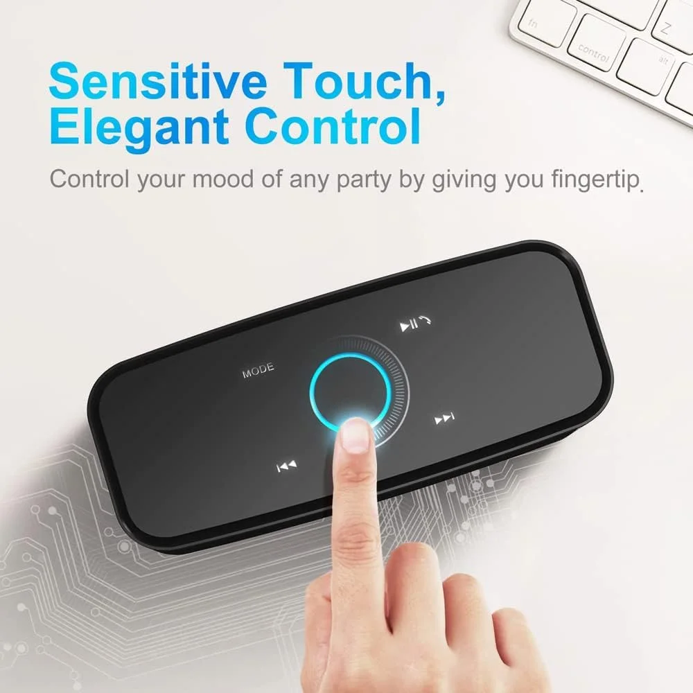 الکترونیک - اسپیکر بلوتوثی قابل حمل SoundBox با کنترل لمسی، بلندگوهای بی سیم استریو باس، دارای میکروفون داخلی برای کامپیوتر و رایانه شخصی (مشکی) الکترونیک - اسپیکر بلوتوثی قابل حمل SoundBox با کنترل لمسی، بلندگوهای بی سیم استریو باس، دارای میکروفون داخلی برای کامپیوتر و رایانه شخصی (مشکی)