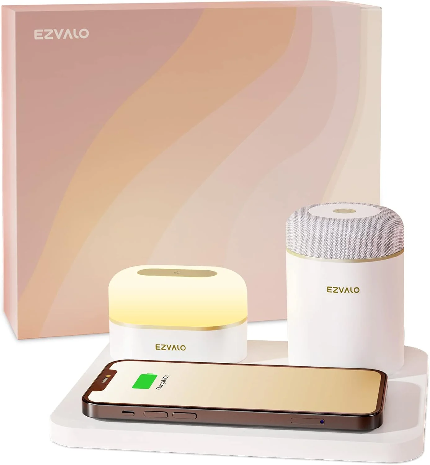 هدیه تولد EZVALO برای زنان، جعبه هدیه آرامش بخش برای زنان با شارژر بی سیم تلفن، چراغ خواب LED، بلندگوی قابل حمل