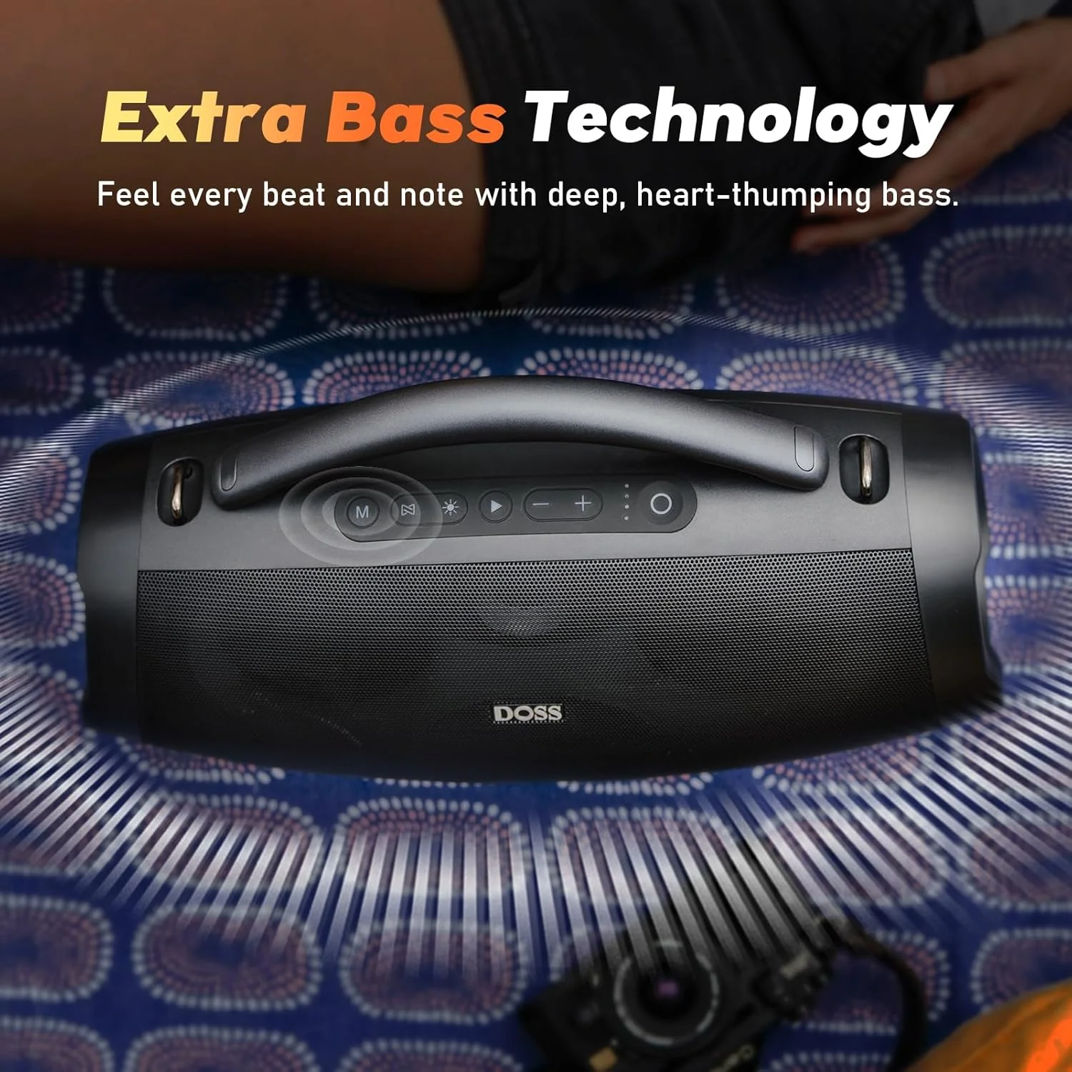 اسپیکر بلوتوثی قابل حمل DOSS Extreme Boom Pro D200، صدای استریو 120 واتی با بیس فوق العاده، 26 ساعت پخش موسیقی اسپیکر بلوتوثی قابل حمل DOSS Extreme Boom Pro D200، صدای استریو 120 واتی با بیس فوق العاده، 26 ساعت پخش موسیقی