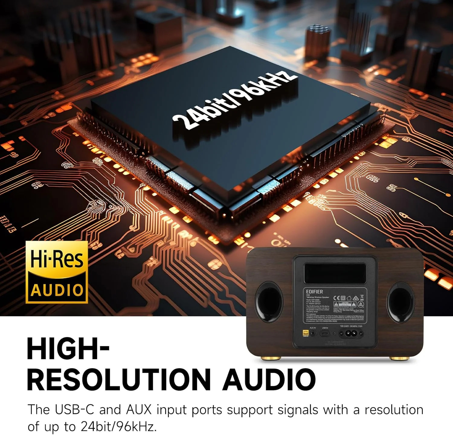 اسپیکر بی سیم رومیزی Edifier D32، اسپیکر بلوتوث Hi-Res Audio، اسپیکر کمبو رترو قابل حمل، 60 وات RMS، بلوتوث 5.3، 11 ساعت پخش موسیقی، گردویی مشکی اسپیکر بی سیم رومیزی Edifier D32، اسپیکر بلوتوث Hi-Res Audio، اسپیکر کمبو رترو قابل حمل، 60 وات RMS، بلوتوث 5.3، 11 ساعت پخش موسیقی، گردویی مشکی