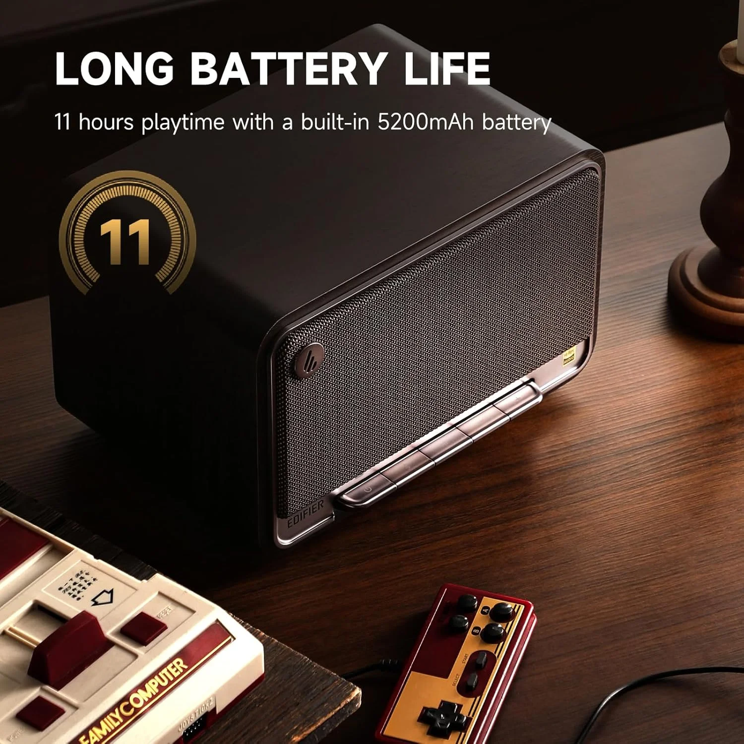 اسپیکر بی سیم رومیزی Edifier D32، اسپیکر بلوتوث Hi-Res Audio، اسپیکر کمبو رترو قابل حمل، 60 وات RMS، بلوتوث 5.3، 11 ساعت پخش موسیقی، گردویی مشکی اسپیکر بی سیم رومیزی Edifier D32، اسپیکر بلوتوث Hi-Res Audio، اسپیکر کمبو رترو قابل حمل، 60 وات RMS، بلوتوث 5.3، 11 ساعت پخش موسیقی، گردویی مشکی