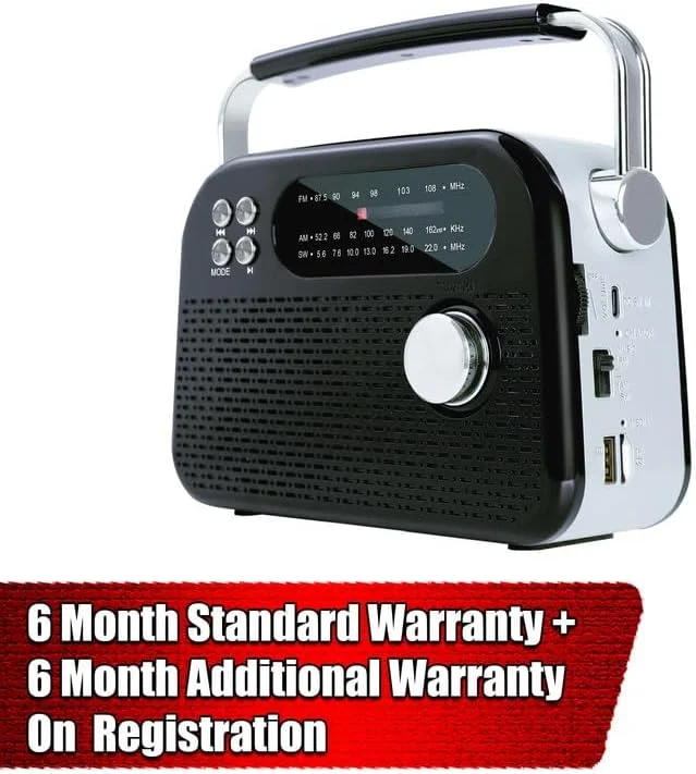 رادیو FM قابل حمل CASTOR iBELL FM820BT با بلندگوی بلوتوث، باتری قابل شارژ، پخش کننده USB SD MP3 و بلندگوی دینامیک 3 باند، قهوه ای.