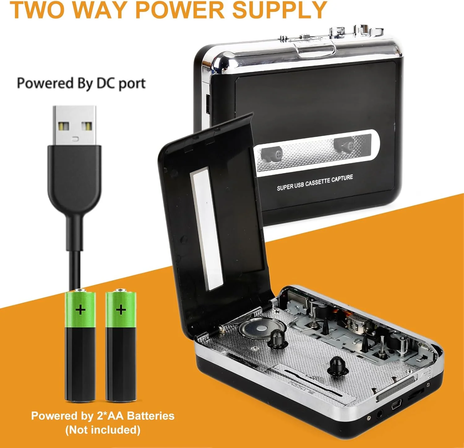 پخش کننده کاست، بلندگوی قابل حمل رترو با روش های متعدد منبع تغذیه، موسیقی را به عملکرد MP3 تبدیل می کند، همراه عالی برای دوستداران