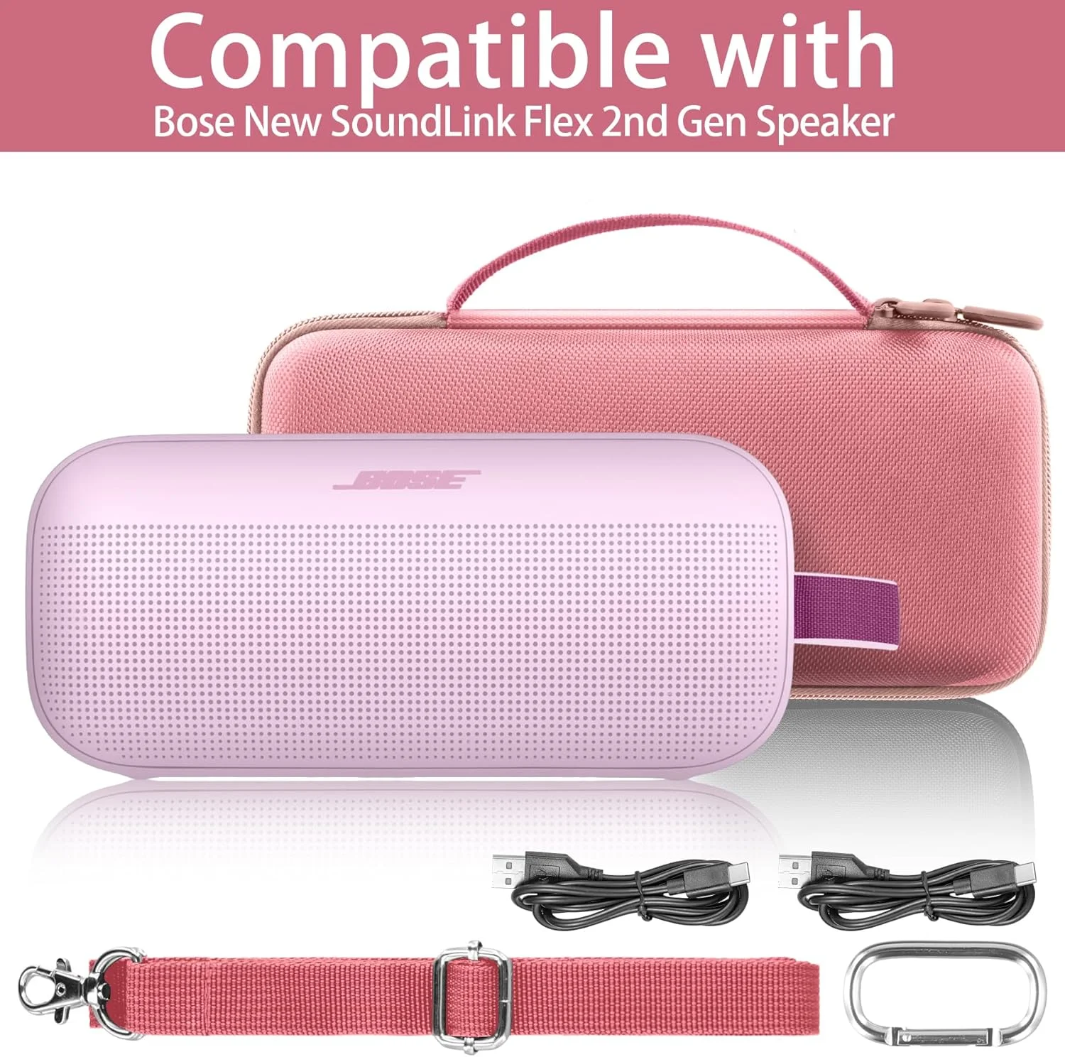 کیف حمل سخت co2CREA جایگزین برای اسپیکر بلوتوثی قابل حمل Bose New SoundLink Flex نسل دوم / Bose SoundLink Flex (کیف صورتی گلبرگ)