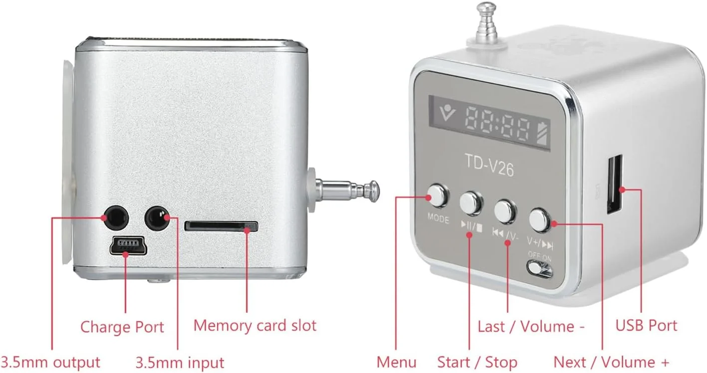اسپیکر مینی سیمی CLAERE با جک 3.5 میلی‌متری، قابل حمل، پخش کننده MP3، رادیو FM، تقویت کننده صدا، پشتیبانی از کارت TF، درایو فلش USB، بلندگو برای DVD، لپ تاپ و تلفن همراه