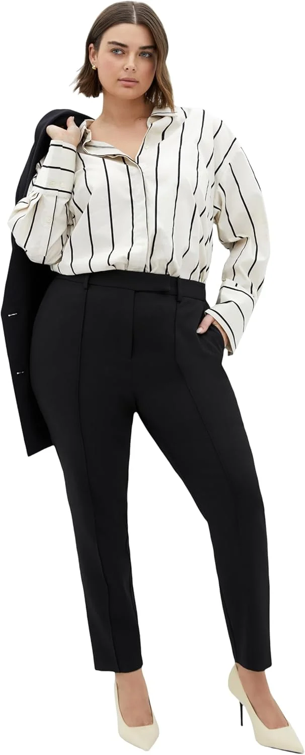 شلوار زنانه سایز بزرگ City Chic مدل آشا، مشکی، سایز 22 پلاس