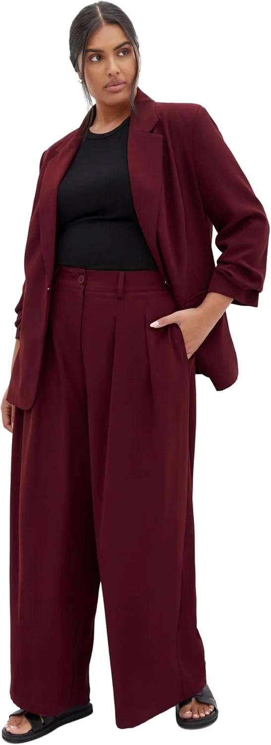 شلوار زنانه سایز بزرگ سیتی شیک مدل Abbie، رنگ آلبالویی تیره، سایز 50