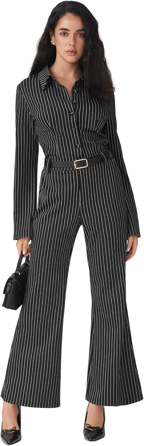 شلوار زنانه راه راه دمپا گشاد Cider با کمر بلند شلوار زنانه راه راه دمپا گشاد Cider با کمر بلند