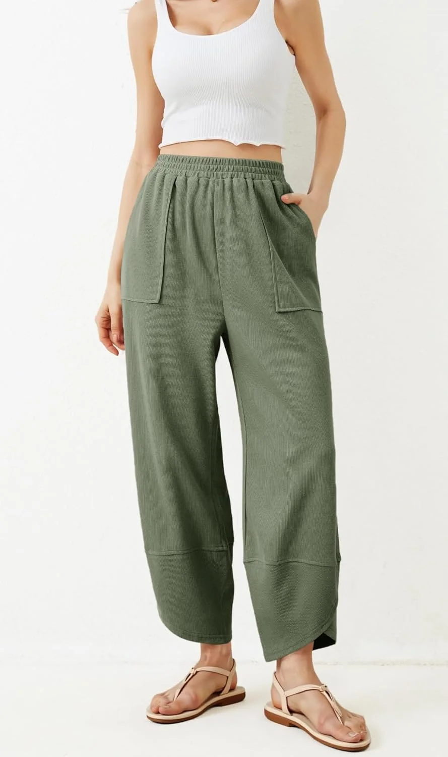 شلوار پالازو زنانه Cicy Bell، کمر کشی، پاچه گشاد، مدل حریم سرا با جیب شلوار پالازو زنانه Cicy Bell، کمر کشی، پاچه گشاد، مدل حریم سرا با جیب