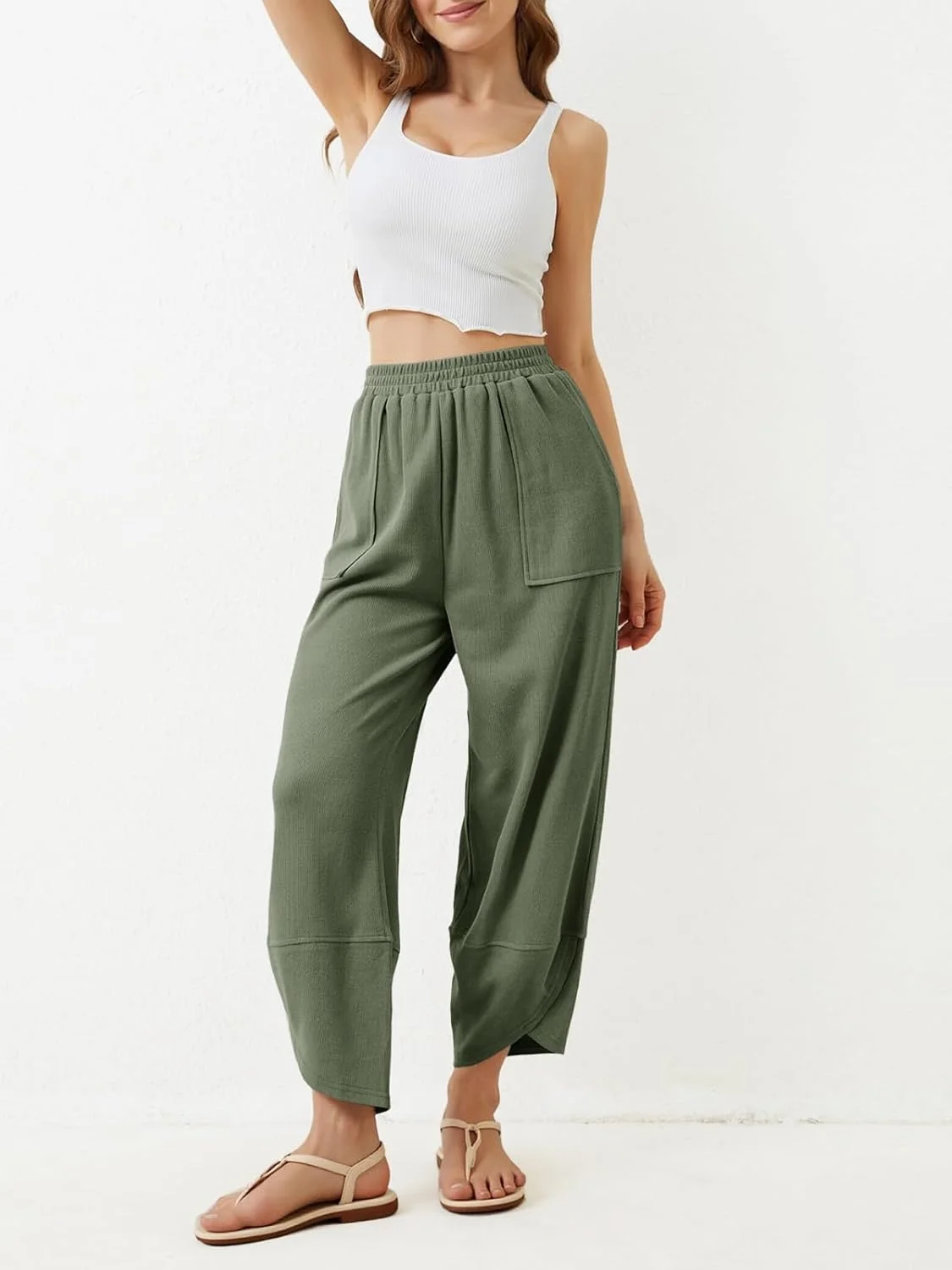 شلوار پالازو زنانه Cicy Bell، کمر کشی، پاچه گشاد، مدل حریم سرا با جیب شلوار پالازو زنانه Cicy Bell، کمر کشی، پاچه گشاد، مدل حریم سرا با جیب