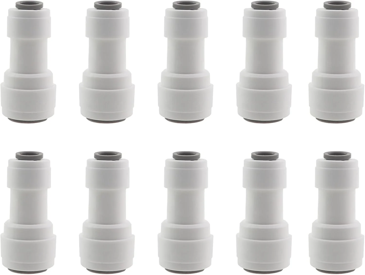 اتصال سریع و بدون بست تصفیه آب KKUANG، 1/4 به 3/8 اینچ، 10 عددی، جنس POM، مناسب برای سیستم های تصفیه آب RO و گردش آب، سفید
