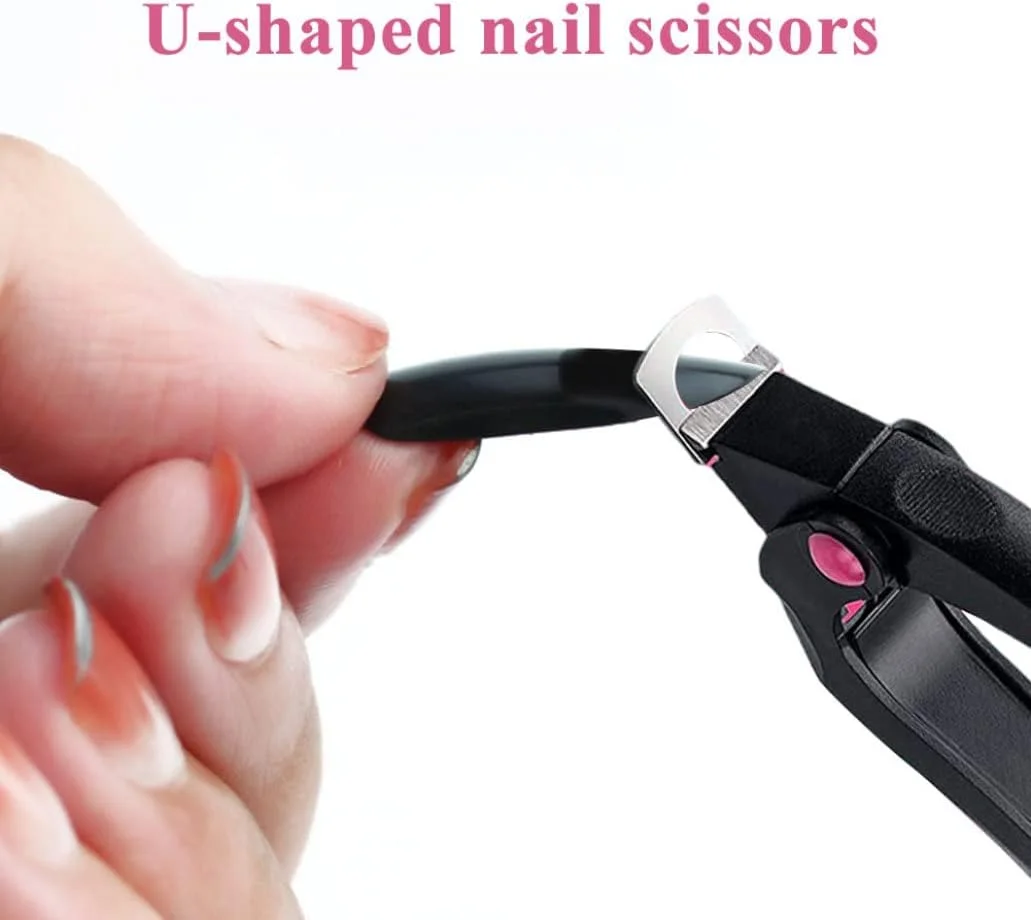 ناخن گیر اکریلیک، قیچی ناخن گیر U شکل، پیرایشگر لبه ناخن، قیچی نوک ناخن مصنوعی، پیرایشگر ناخن مصنوعی ژلی، مشکی