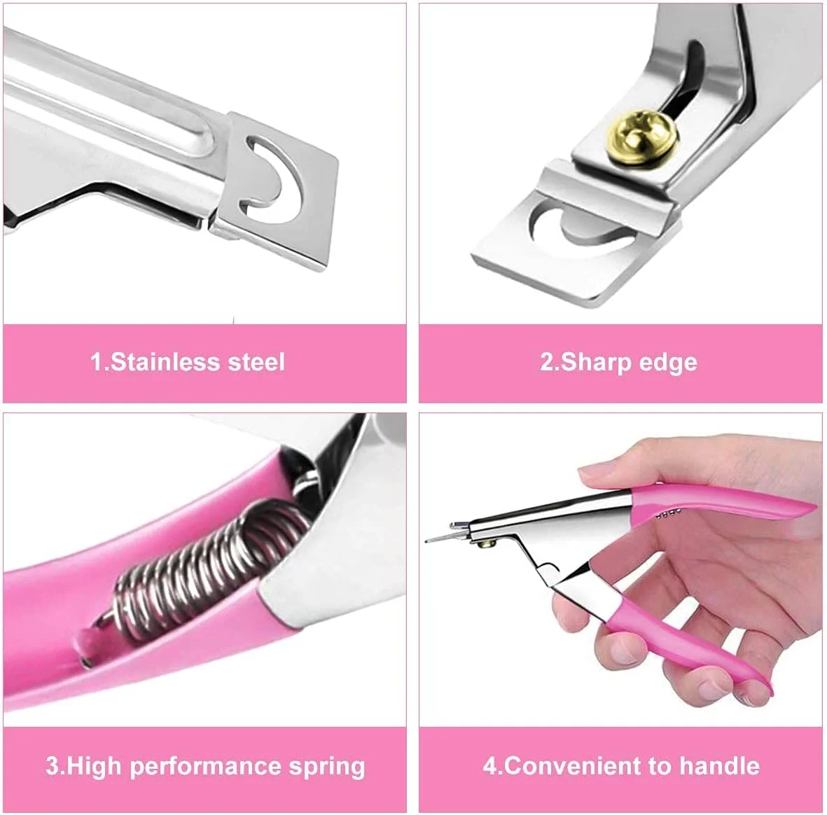 500 عدد ناخن مصنوعی اکریلیک، کیت ناخن فرانسوی طبیعی با ناخن گیر و جعبه نگهداری برای سالن های آرایشی و طراحی ناخن در خانه