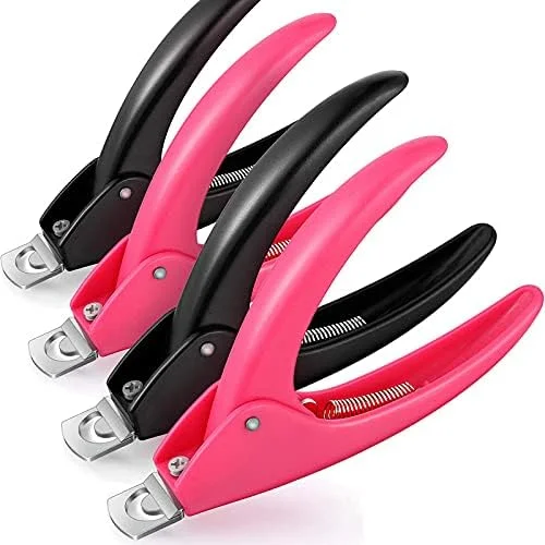 فامزا ست ۴ عددی ناخن گیر اکریلیک، قیچی ناخن مصنوعی، ابزار مانیکور و طراحی ناخن، رنگ صورتی و مشکی