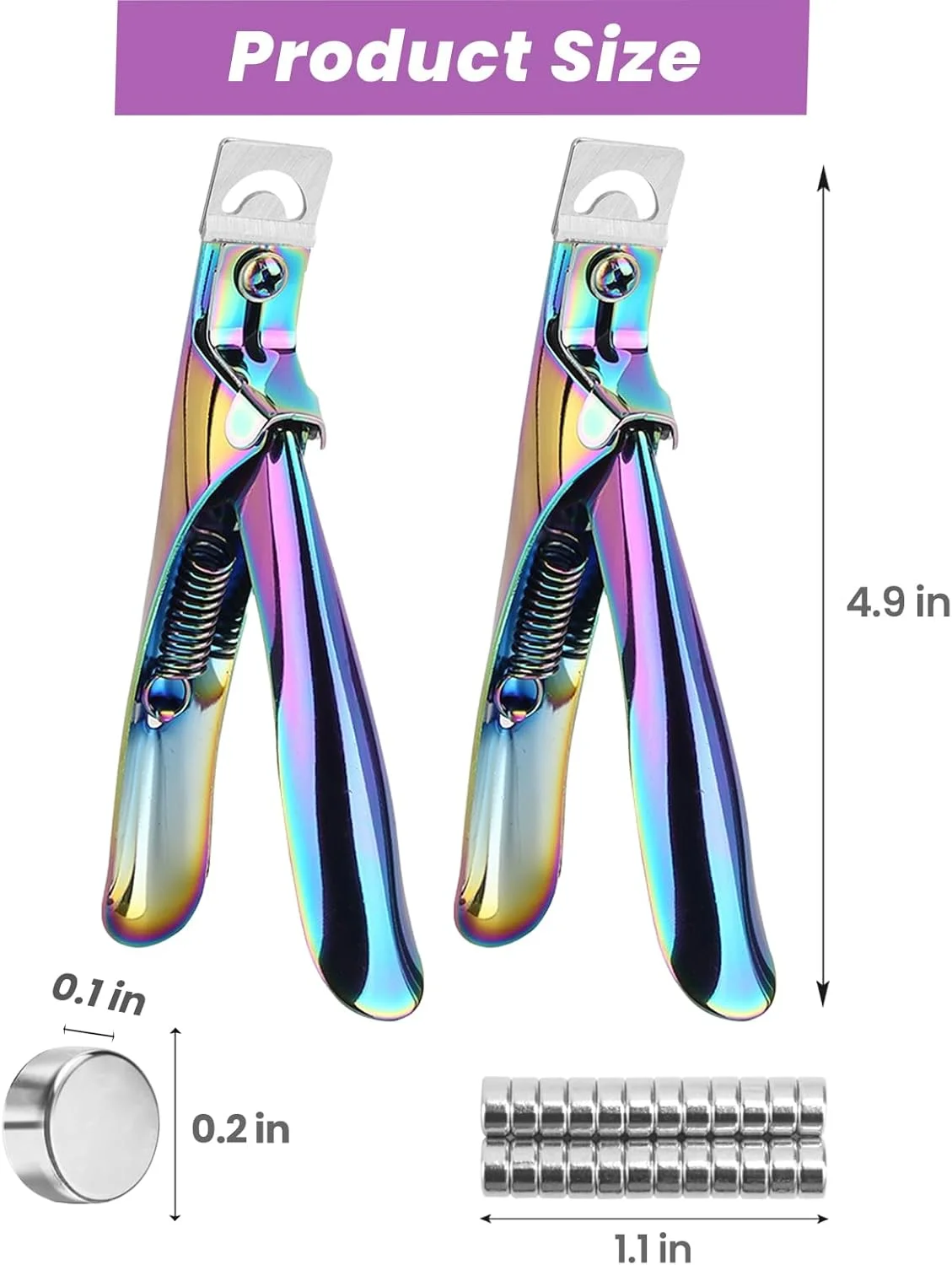 ست دو عددی ناخن گیر اکریلیک با آهنربای سایز بندی، قیچی ناخن مصنوعی Inartato برای ناخن های مصنوعی، ابزار مانیکور حرفه ای، لوازم طراحی ناخن اکریلیک (رنگین کمان) ست دو عددی ناخن گیر اکریلیک با آهنربای سایز بندی، قیچی ناخن مصنوعی Inartato برای ناخن های مصنوعی، ابزار مانیکور حرفه ای، لوازم طراحی ناخن اکریلیک (رنگین کمان)