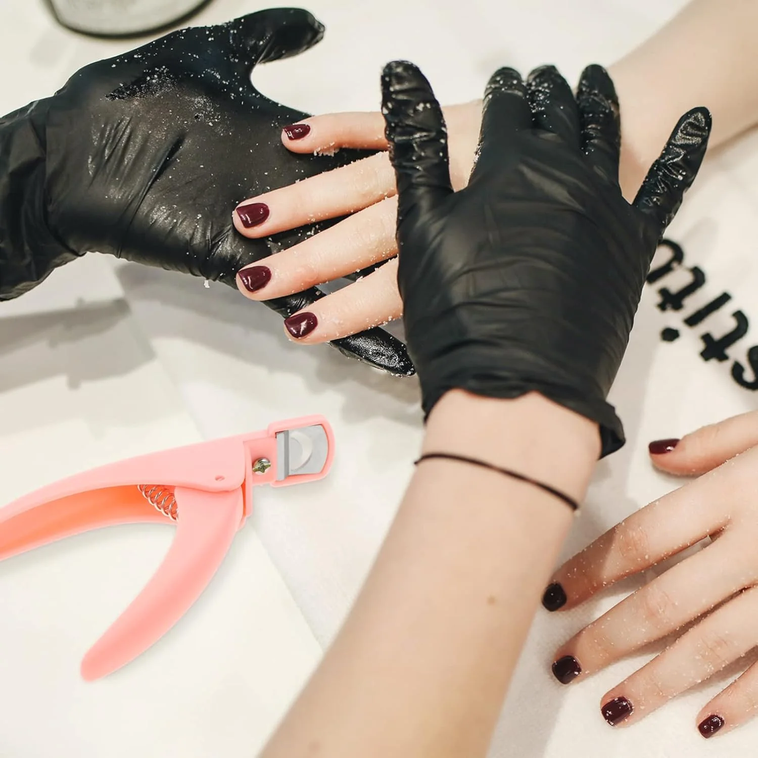 ست ۴ عددی ناخن گیر، ناخن گیر اکریلیک، قیچی ناخن مصنوعی، گیره ناخن مصنوعی، ابزار مانیکور، صورتی