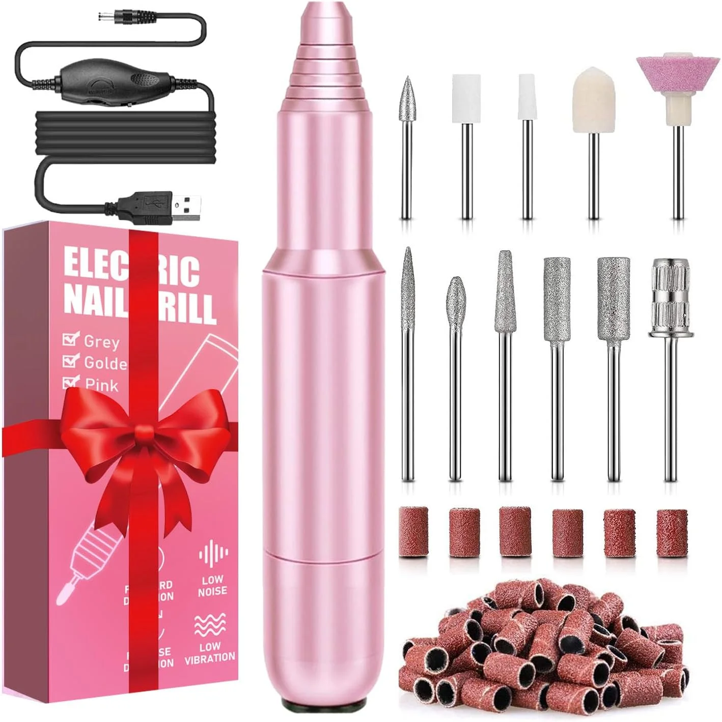 فولای ست مانیکور و پدیکور برقی، سوهان ناخن برقی، دستگاه حرفه ای برای ناخن های ژلی، ناخن های ژل اکریلیک، از بین بردن پینه، ناخن های شلاک کوتیکول، هدیه برای زنان، مادر