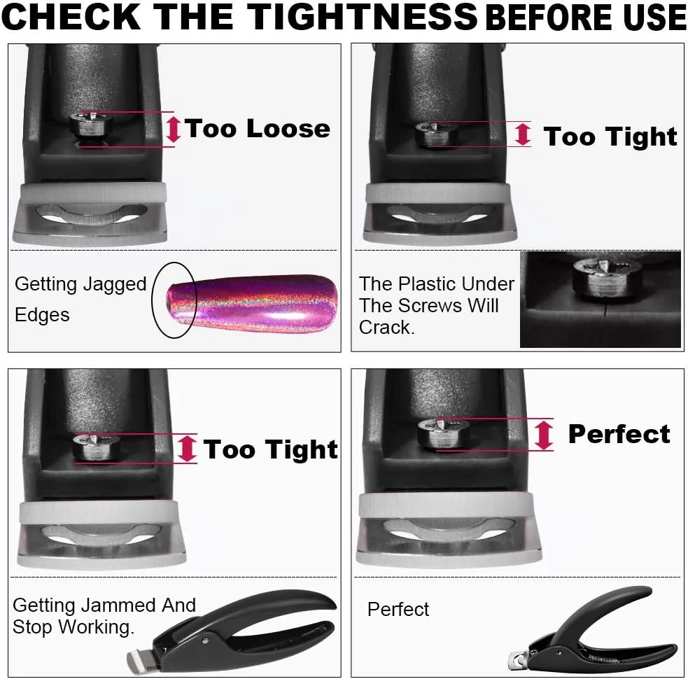 قیچی ناخن مصنوعی قابل تنظیم GA&EN مشکی، ابزار مانیکور و پدیکور با تیغه تیز برای طراحی ناخن در خانه و سالن