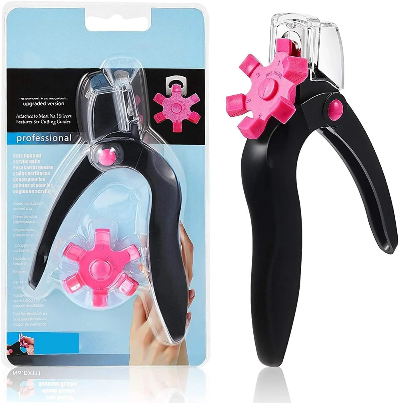 ناخن گیر Joyzzz، کاتر نوک قابل تنظیم استیل ضد زنگ مشکی برای ناخن های اکریلیک، ناخن گیر ژلی حرفه ای با برش لبه دقیق برای مانیکور و پدیکور