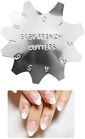 ابزار طراحی ناخن فرنچ مدل Honey Joy Professional Small سایز 0-9، کاتر V شکل، مناسب برای لاک ژل UV، رنگ صورتی و سفید، HJ-NAT160-FS04