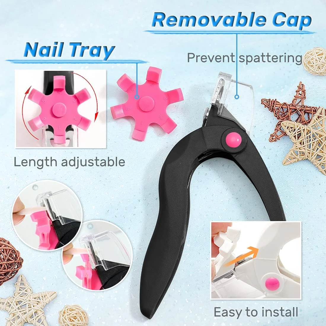 ناخن گیر مشکی Kalevel، ابزار مانیکور ناخن حرفه ای، قیچی ناخن قابل تنظیم، تیز و مناسب برای بزرگسالان و فرم های مختلف