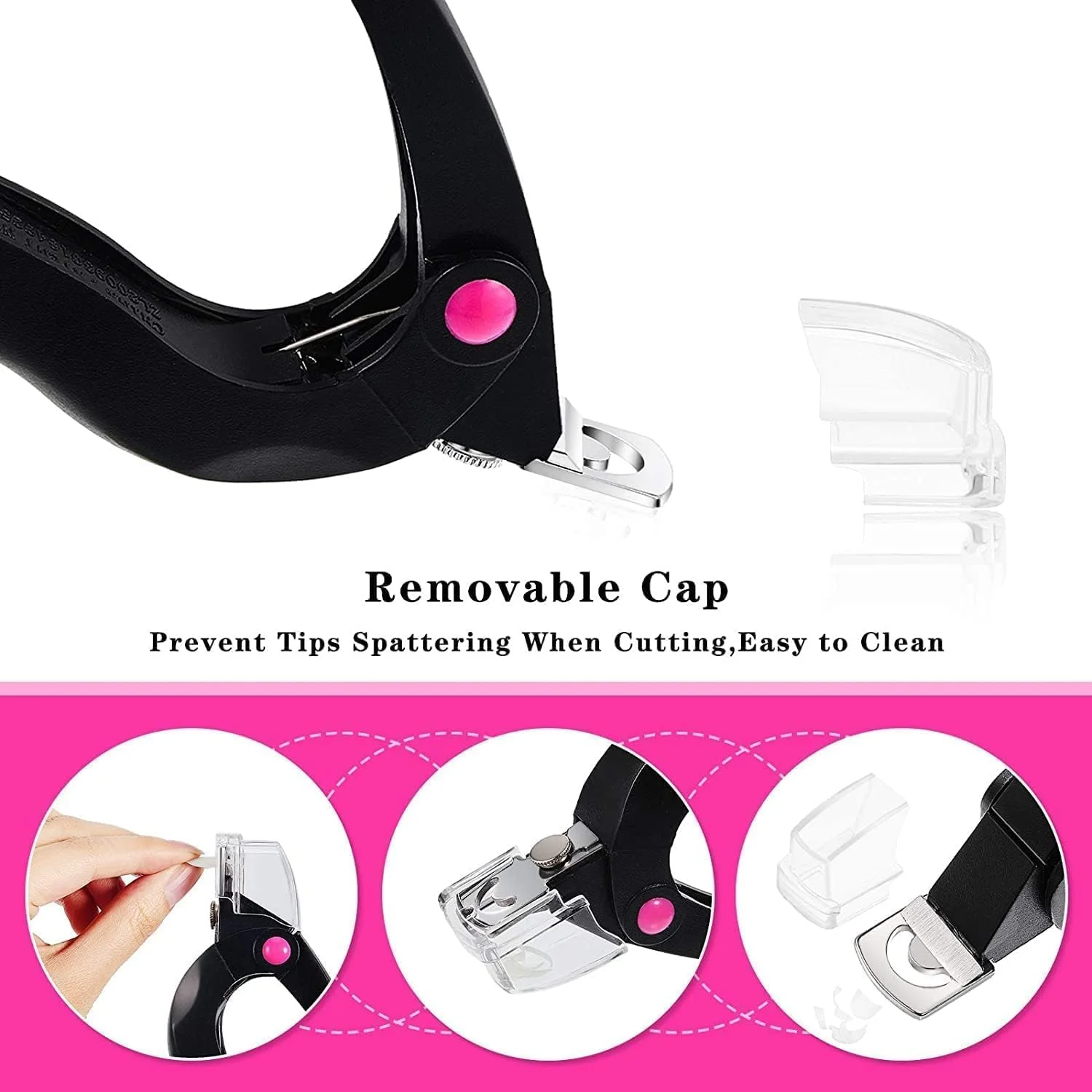 ناخن گیر Joyzzz، کاتر نوک قابل تنظیم استیل ضد زنگ مشکی برای ناخن های اکریلیک، ناخن گیر ژلی حرفه ای با برش لبه دقیق برای مانیکور و پدیکور